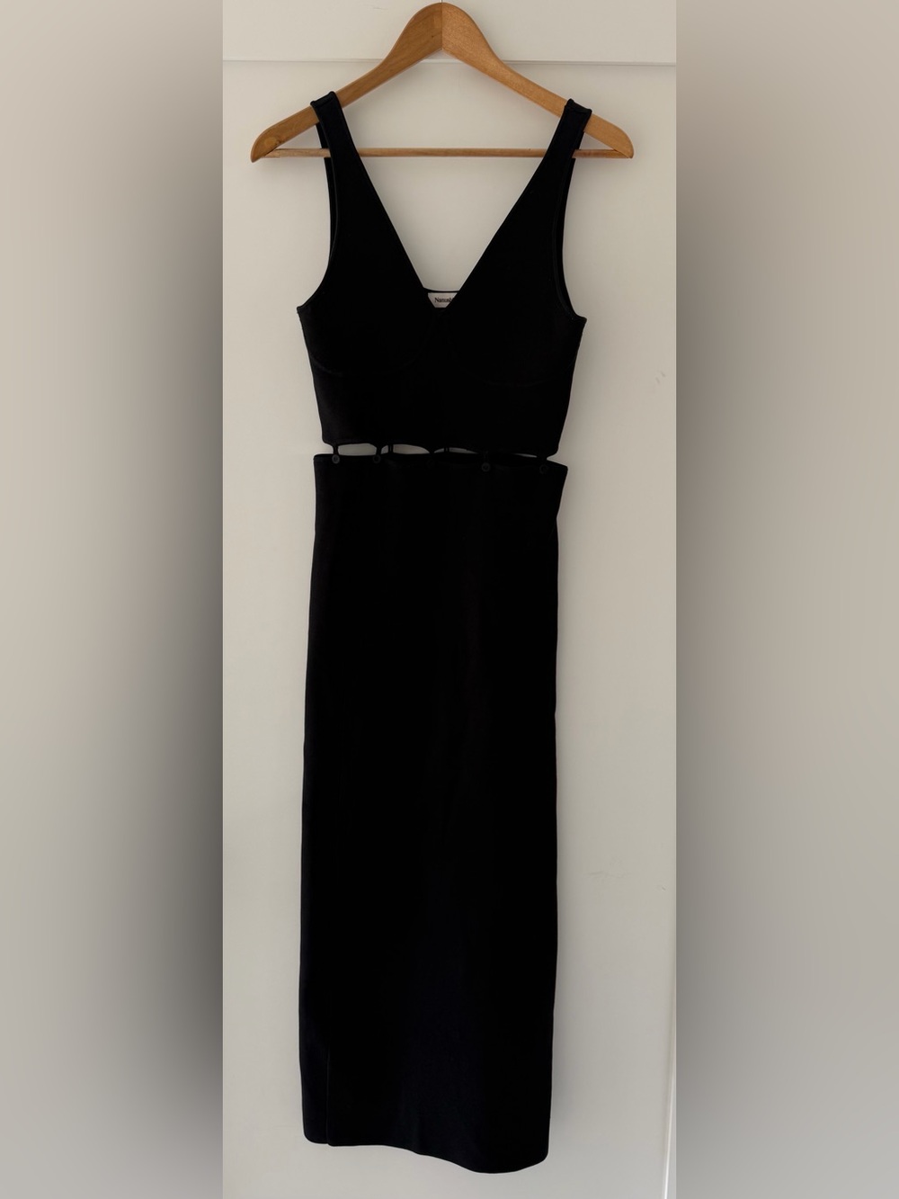 Nanushka Black Strapless Cutout Midi Dress